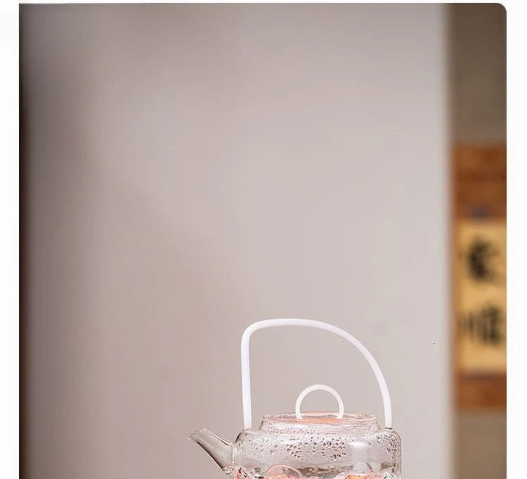 Glass Teapot with Infuser and Wood Handle Tea Separation Kettle 850ml