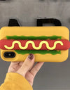 INS Cute Cartoon Funny Hot Dog Sausage 3D Vivid Phone Case For iPhone 16 15 14 13 Pro Max Plus Creative Soft Back Cover