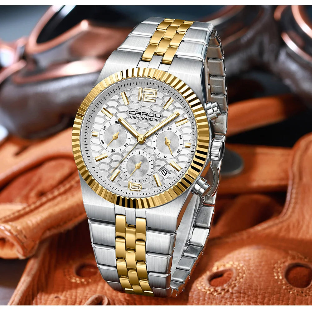 Classic Men's Automatic Date Watch Stainless Steel Quartz Elegant Round Case Luminous Versatile Fashion Night Light 2323