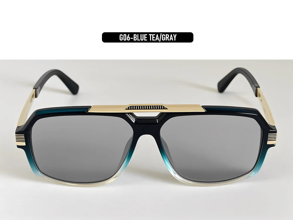 Square Metal Frame Sunglasses With UV400 Protection
