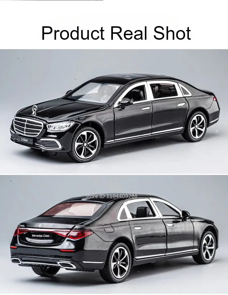 1:24 Scale S400L GLE350 Car Toy Model Doors Opened Sound Light Pull Back Metal Diecast Miniature Vehicle Collection Gift