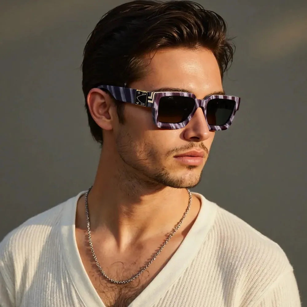 Retro Square Millionaire Sunglasses With UV400 Protection