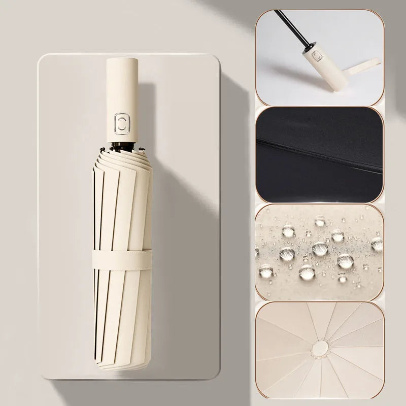 Large Automatic Folding Umbrella 24 Bone Windproof UV Protection Waterproof Travel Umbrella