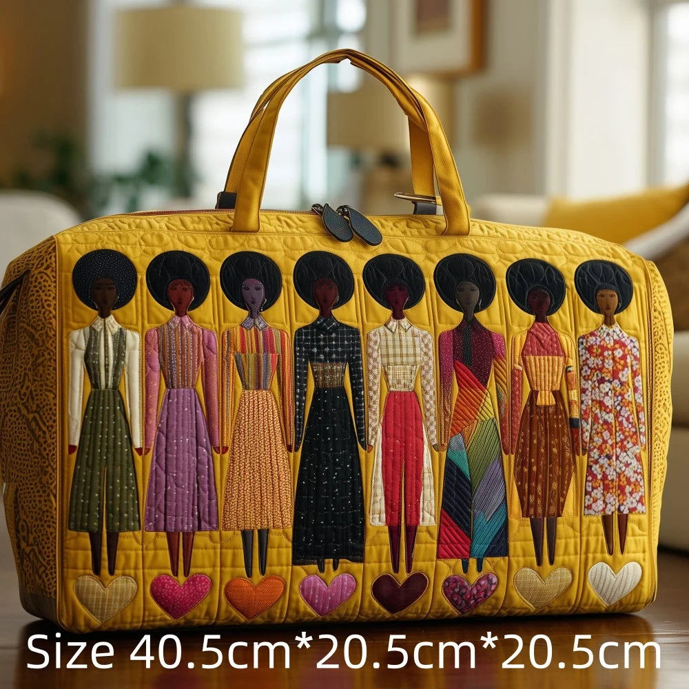 3D Quilted African Tote Bag for Women Colorful Tribal Print African Ladies Sunset Fruit Basket Gym Boho Festival Overnight Bags