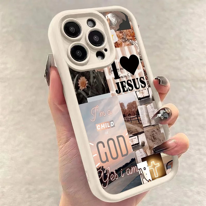 Jesus Collage Pattern Thick Shockproof Phone Case For iPhone 17 16 Pro Max Air 16E 15 14 Cover
