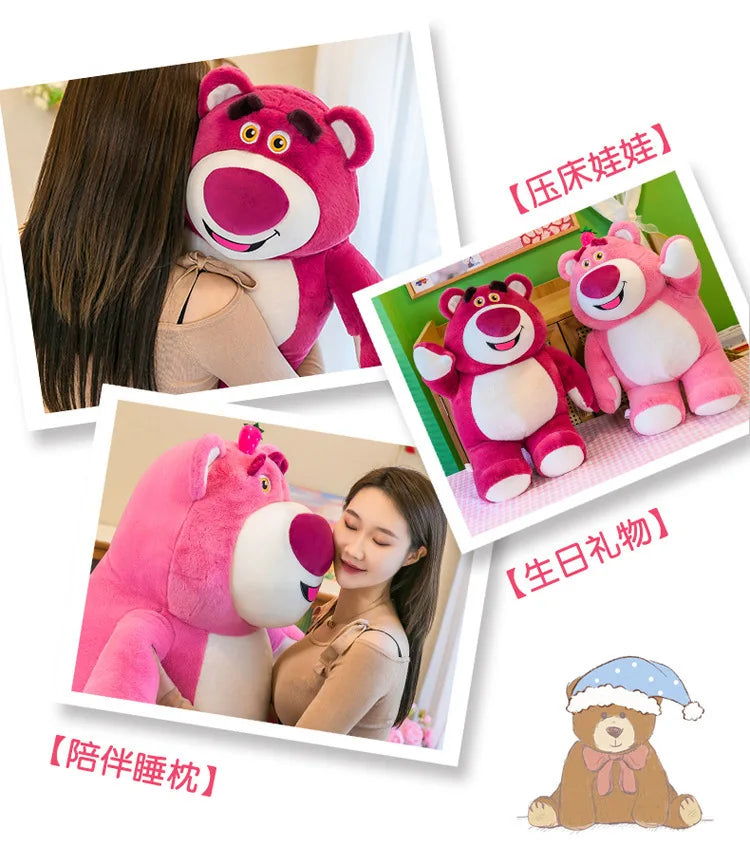 80cm Kawaii Strawberry Bear Plush Toy Bia Size Lotso Stuffed Doll Large Soft Animal Kids Birthday Gift for Girls and Children