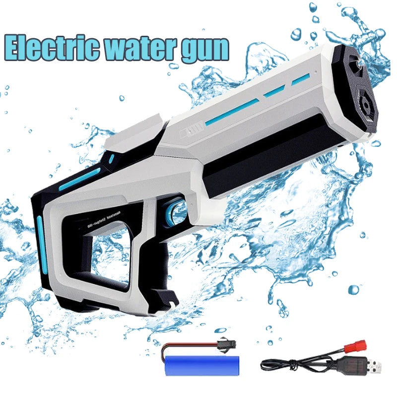 Electric Water Gun with Automatic Water Absorption – Rechargeable Outdoor Beach Battle Water Blaster