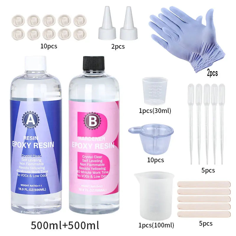 1:1 Crystal Clear Epoxy Resin Kit – High Gloss Bubble-Free Art Resin for Casting & Jewelry DIY