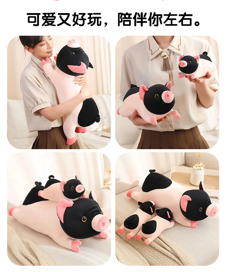 Cute Miniature Pig Plush Stuffed Animal Lying Down Pillow
