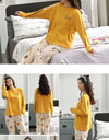 Women’s Winter Corduroy Cotton Pajama Set – Cute, Comfortable, Loose Long Sleeve Loungewear