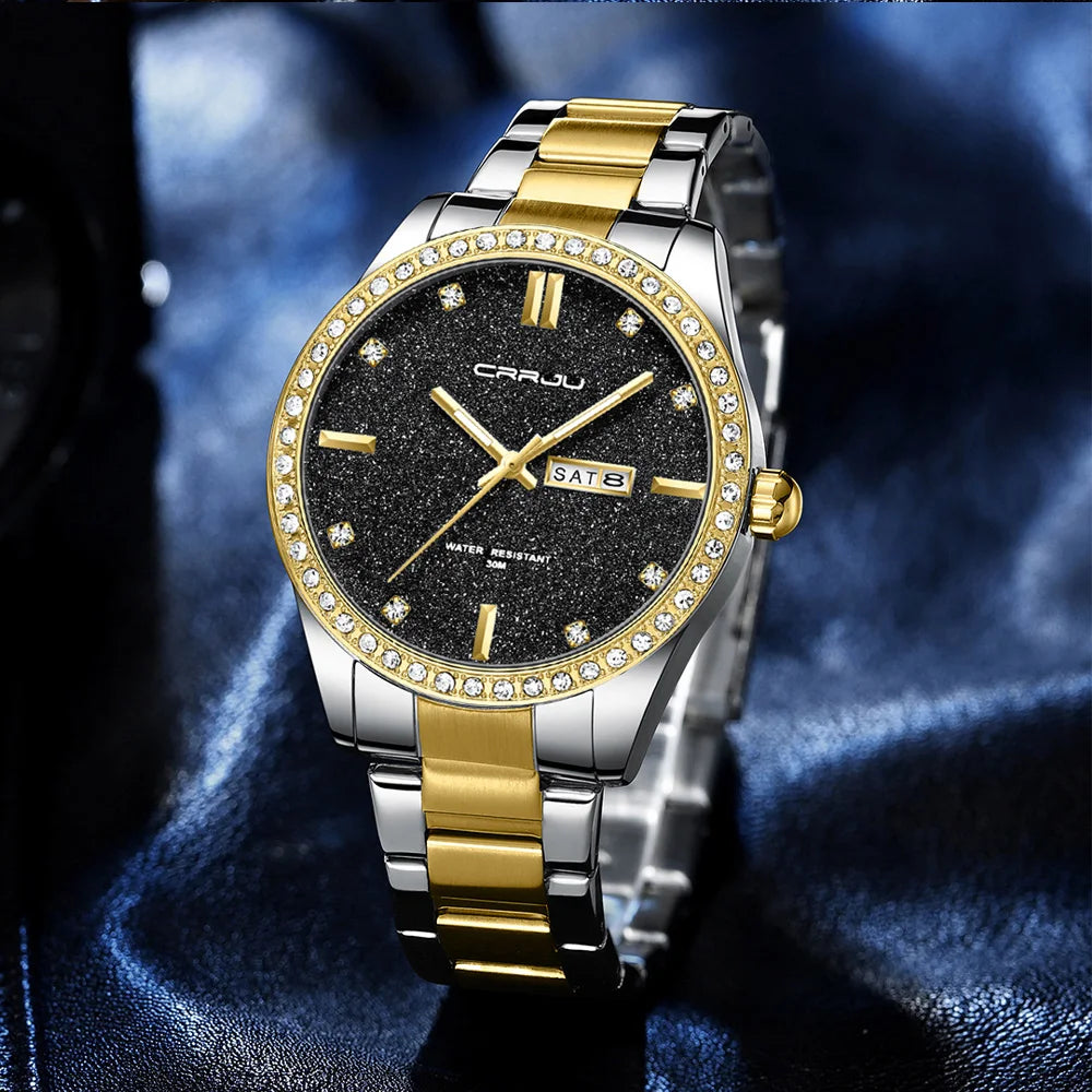 Fashion Business Men Watches Stainless Steel Quartz Wrsitwatches Auto Date Clock with Luminous Hands Relogio Masculino