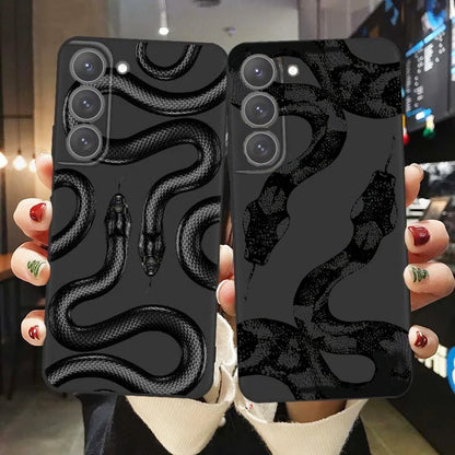 Luxurious Black Snake Phone Case For Samsung S20 S21 FE S22 S23 Plus S24 Ultra