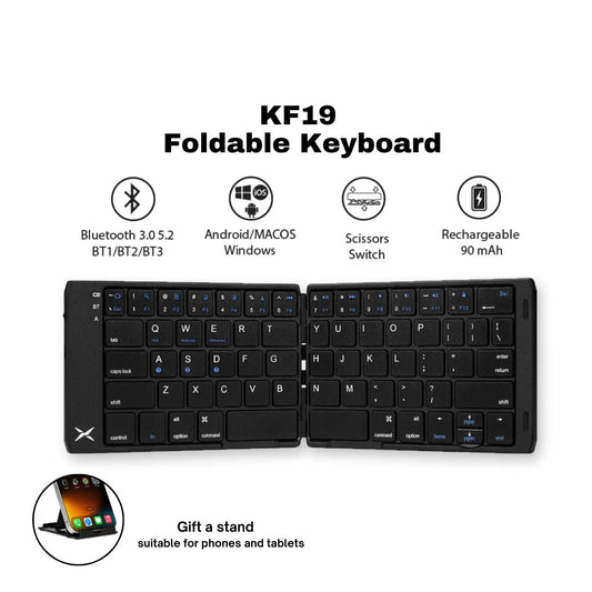 Delux KF19 Folding Bluetooth Keyboard – Ultra Slim Portable