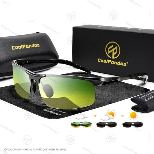 Aluminum Frame Photochromic Polarized UV400 Day Night Driving Safety Sunglasses for Men