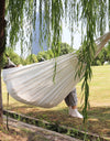 Super Comfortable Canvas Hammock Chair Durable Indoor/Outdoor Swing Seat for Garden, Patio, Camping, Home Leisure