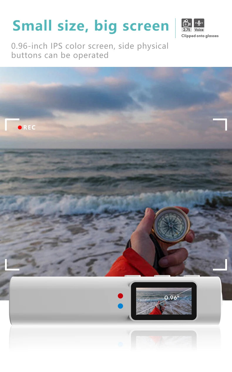Mini FPV Eyeglasses Action Camera 2.7K Sport Bodycam WiFi Video 0.96