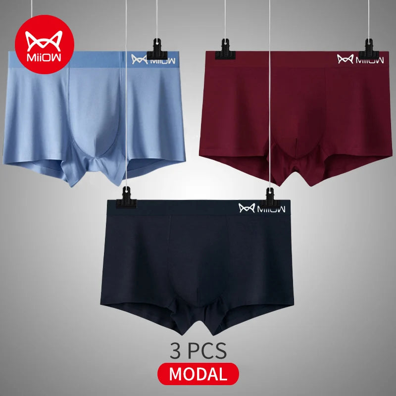 3-Pack Men’s Modal Graphene Boxer Shorts – Antibacterial Crotch, Comfortable Fit
