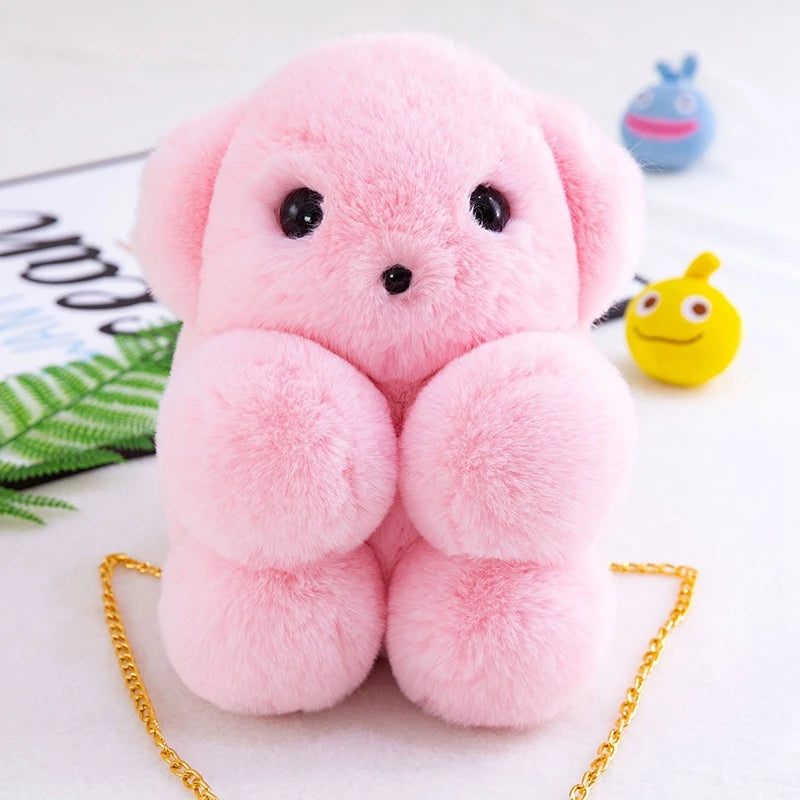 Cute Bear Plush Crossbody Backpack Soft Cartoon Shoulder Bag
