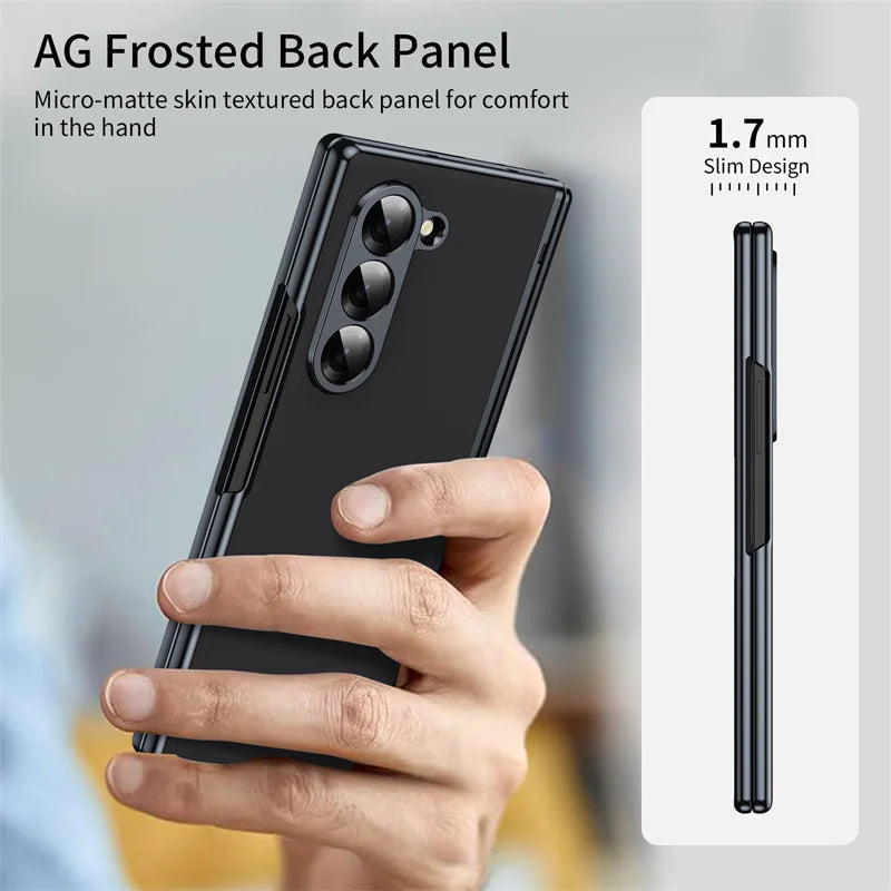 Plating Hard Shell Hinge Protection Phone Case for Samsung Galaxy Z Fold 6 5 4 3 5G Full Package Steel Film Protective Cove