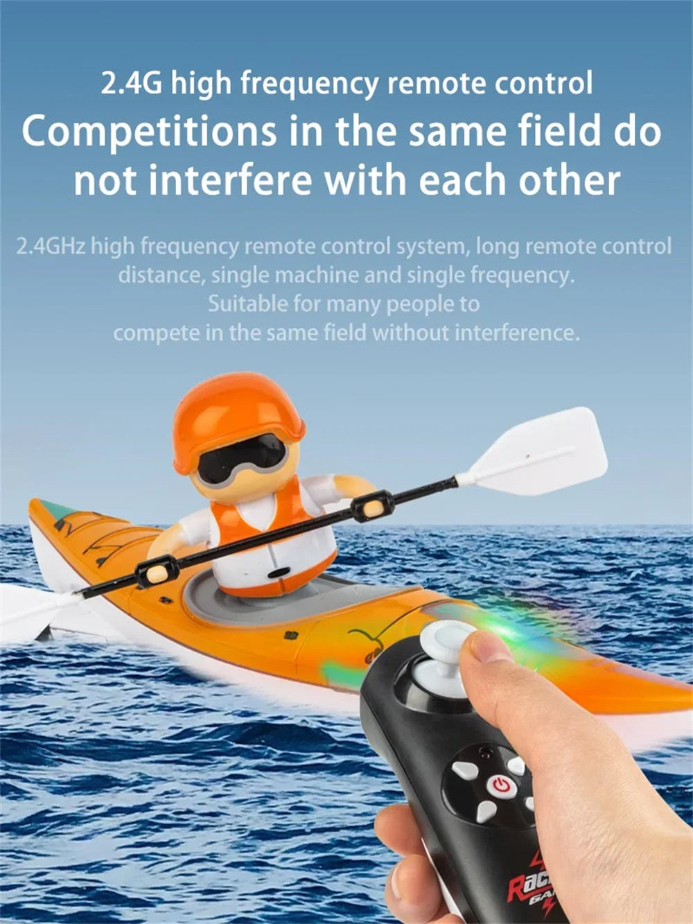 Rc Boat Kayak Racing Ship 2.4G Remote Control Rowing Boat Paddling Water Competition Games Summer Outdoor Toy for Boys Gift