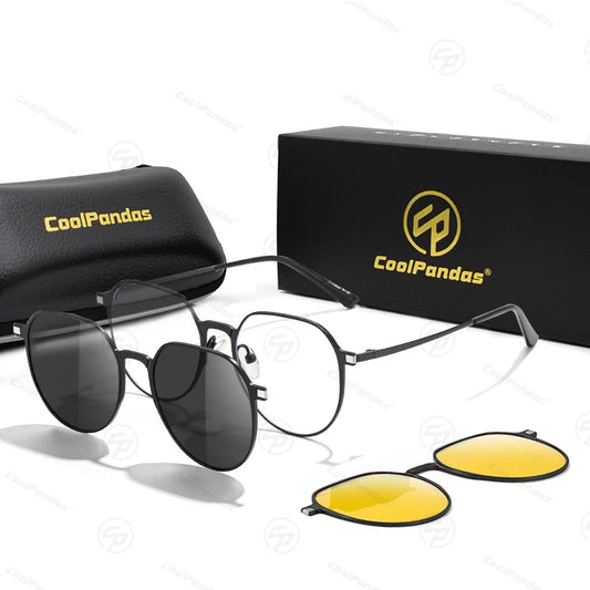 3 In 1 Magnetic Clip On Polarized Sunglasses UV400 Anti Blue Light Night Vision Glasses for Men Women