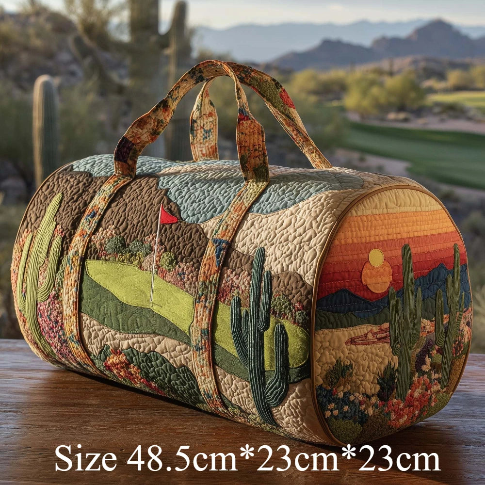 Scenic Duffle Bag Quilted Travel Tote Nature Landscape Forest Bear Desert Artistic Weekender Bags Men Women Camping Road Trip
