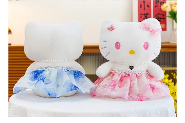 Cute Blue Pink Cat Character Plush Stuffed Doll Toy
