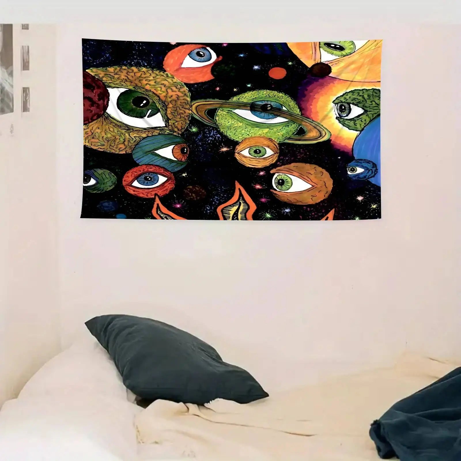 Mystic Eye Starry Sky Tapestry Planetary Ring Eye Pattern Bohemian Restaurant Theme Living Room Feature Wall Room Decor