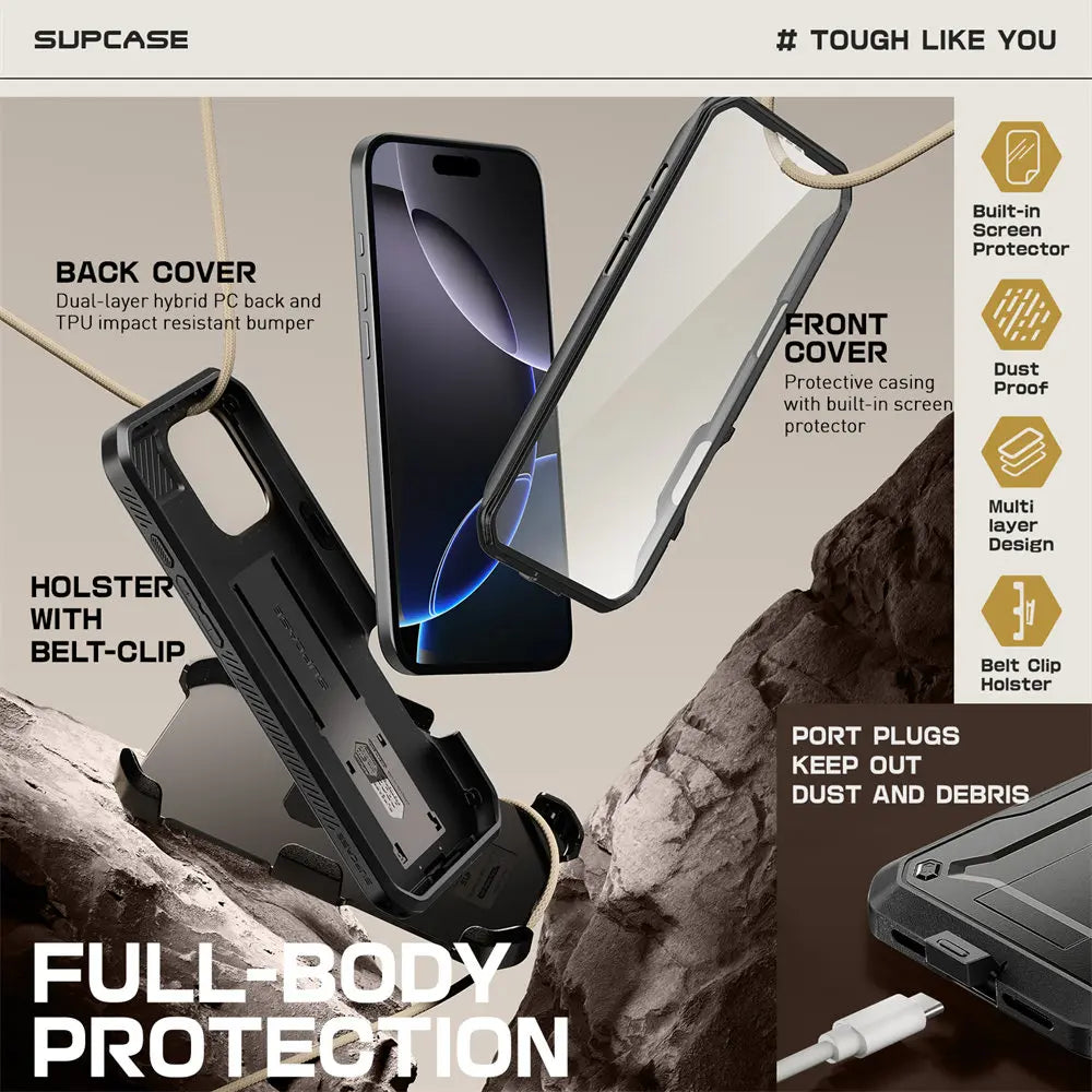 For iPhone 16 Pro Max Case 6.9" (2024) UB Pro Full-Body Heavy Duty Rugged Phone Case with Built-in Screen Protector