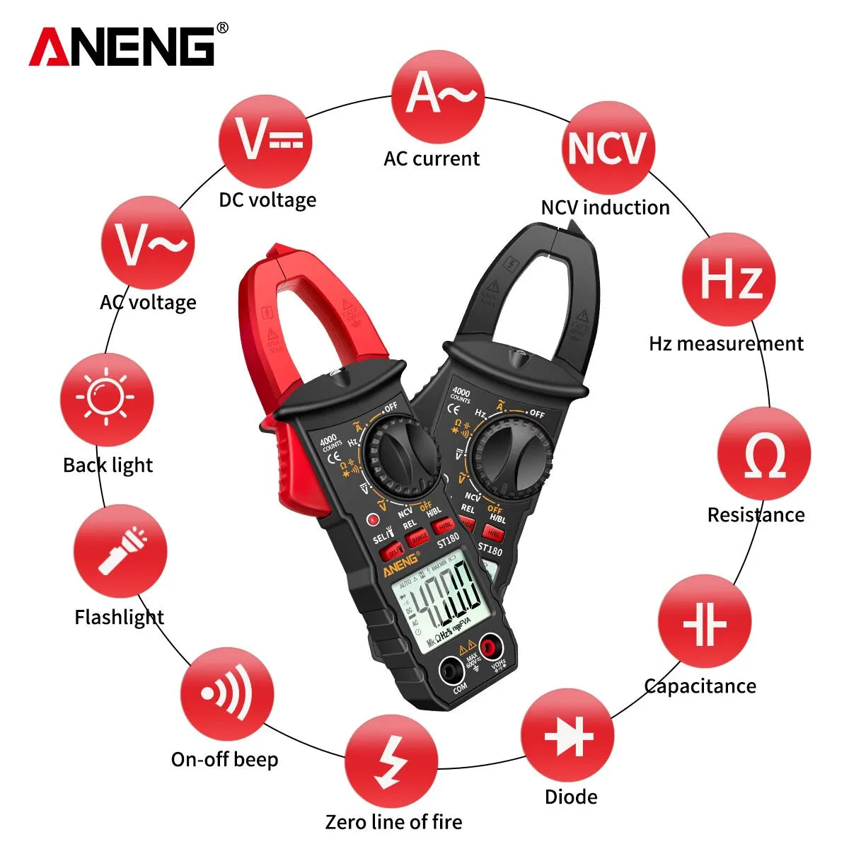 Smart Clamp Multimeter 600V Meter AC/DC Voltage Tester Ammeter Pliers Test Voltmeter Capacitance Ohm Current Tools