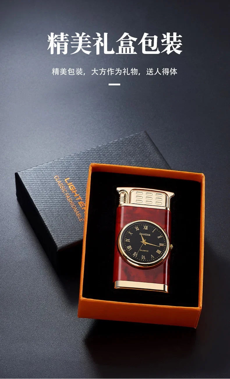 Rocker Arm Dial Metal Gas Lighters Jet, Butane Torch, Real Watch Lighter, Cigarette Cigar Lighter, Smoking Gadgets for Men