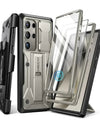 for Samsung Galaxy S24 S23 Ultra Case Bulit-in Screen Protector & Slide Camera Cover Phone Case with Kickstand Belt-Clip