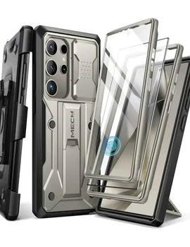 for Samsung Galaxy S24 S23 Ultra Case Bulit-in Screen Protector & Slide Camera Cover Phone Case with Kickstand Belt-Clip