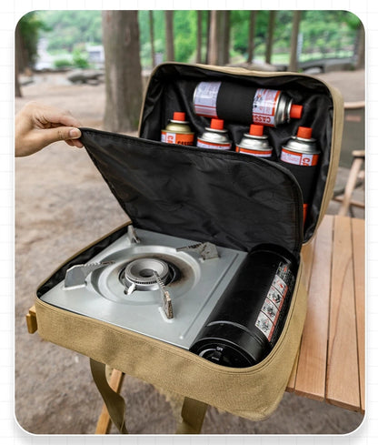 Outdoor Cassette Stove Gas Tank Storage Bag Large Capacity Camping Baking Pan Cookware Storage Bag Thickened Anti-Collision Bag