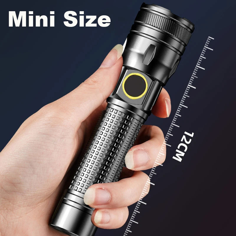 High Power Rechargeable LED Flashlight With Zoom And Power Display