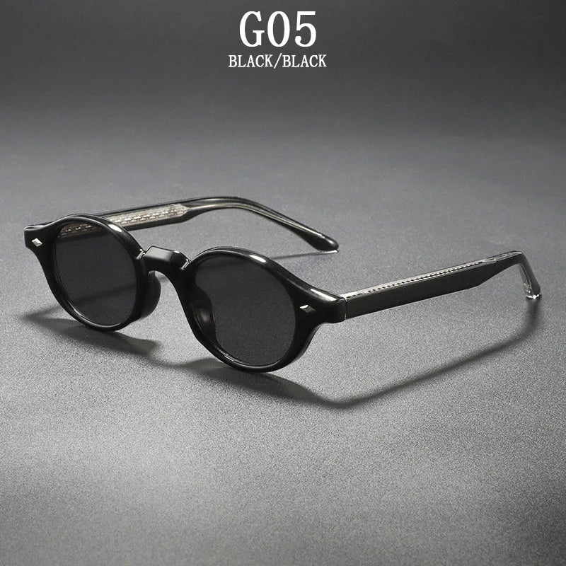Vintage Oval Acetate Sunglasses With UV400 Protection