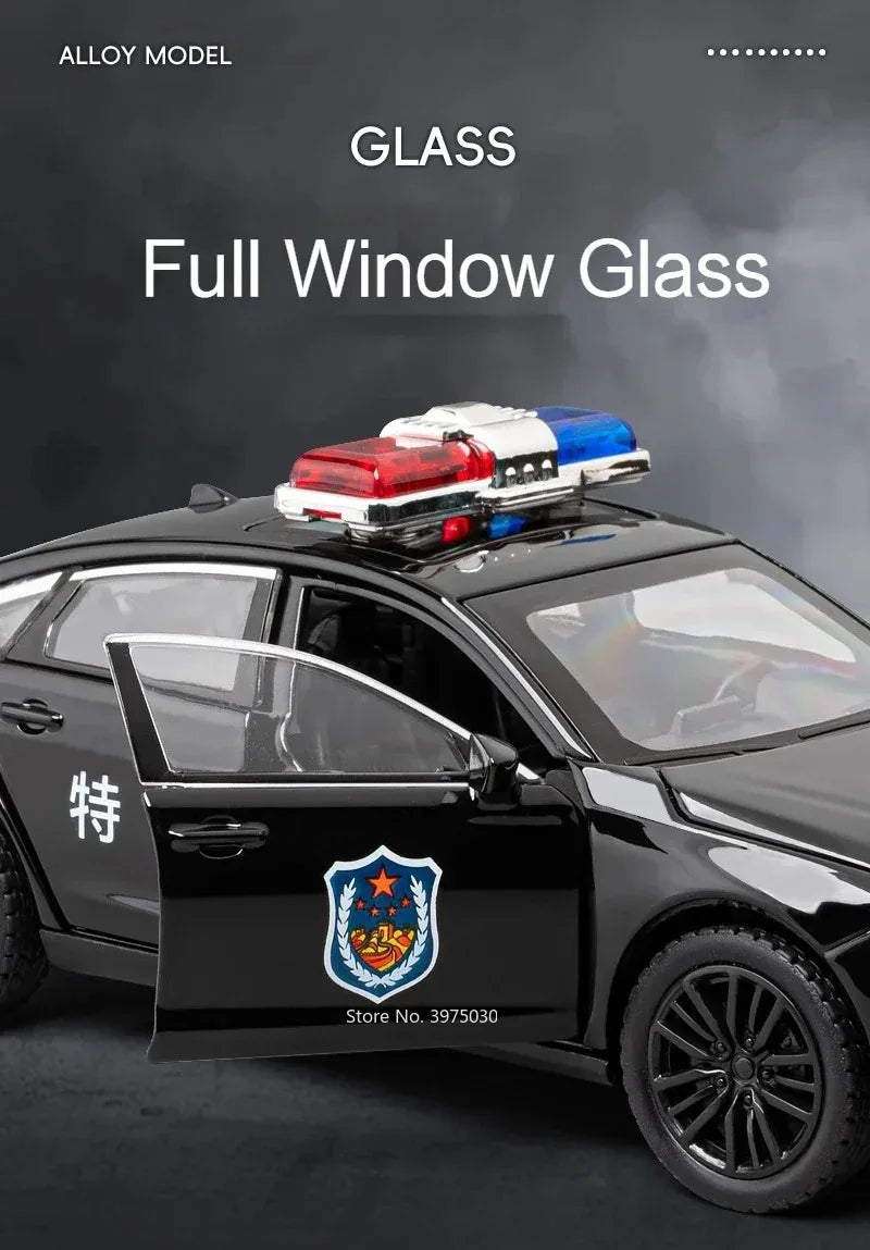 1:32 DongFeng MengShi Honda Accord Police Car Model Toy Metal Diecast Pull Back Doors Opend Vehicles Models Boys Holiday Gifts
