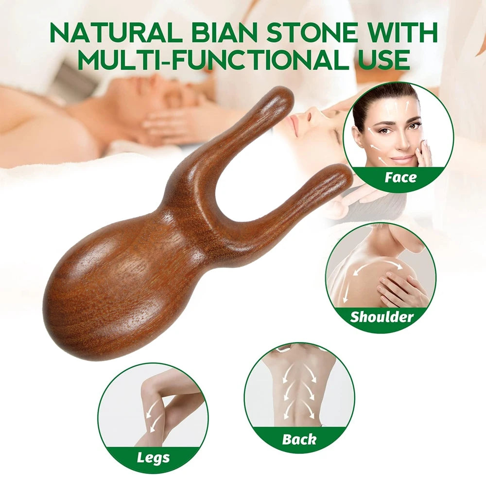 Eyes Facial Wood Gua Sha Tool, Natural Sandalwood Wooden Nose Guasha Massage Tools, Multifunctional Face Manual Massager Tools