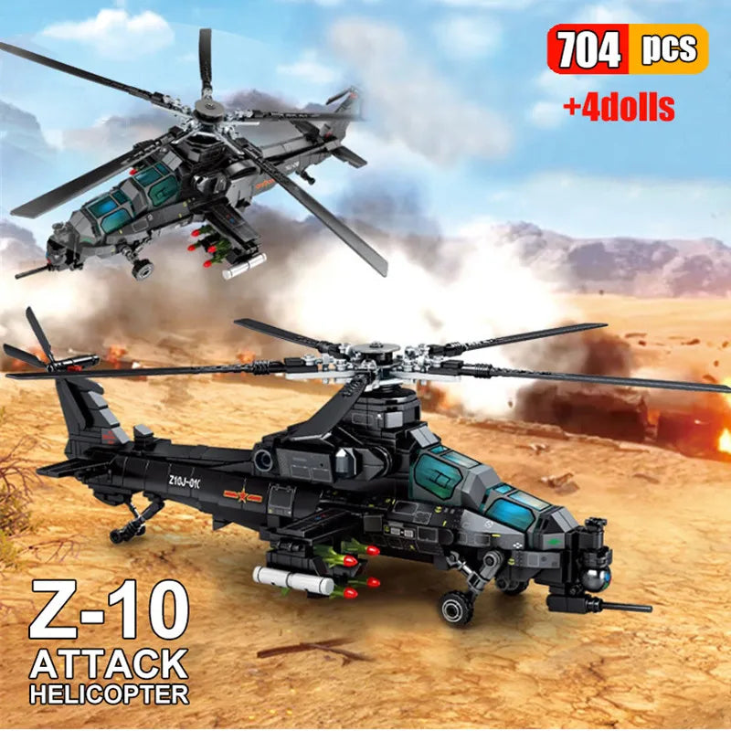 704 Pcs Helicopter Sets City Police Military Plane Building Blocks War Army Fighter Fire Rescue Huey Copter Swat Aircraft