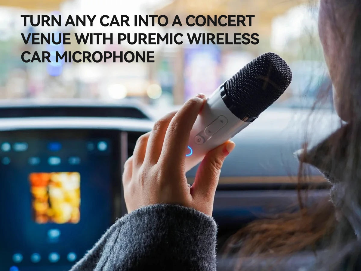 Tesla Caraoke Mic with Portable Storage Bag, Wireless Mic with 8 Joy Effects, Rechargeable Mic with Type-C & Aux in Receiver
