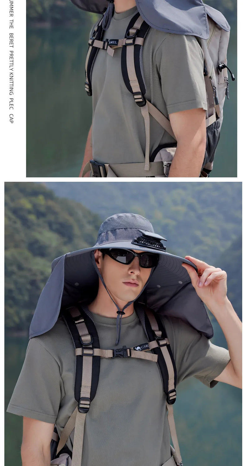 Wide Brim Solar Fan Outdoor Sun Hat