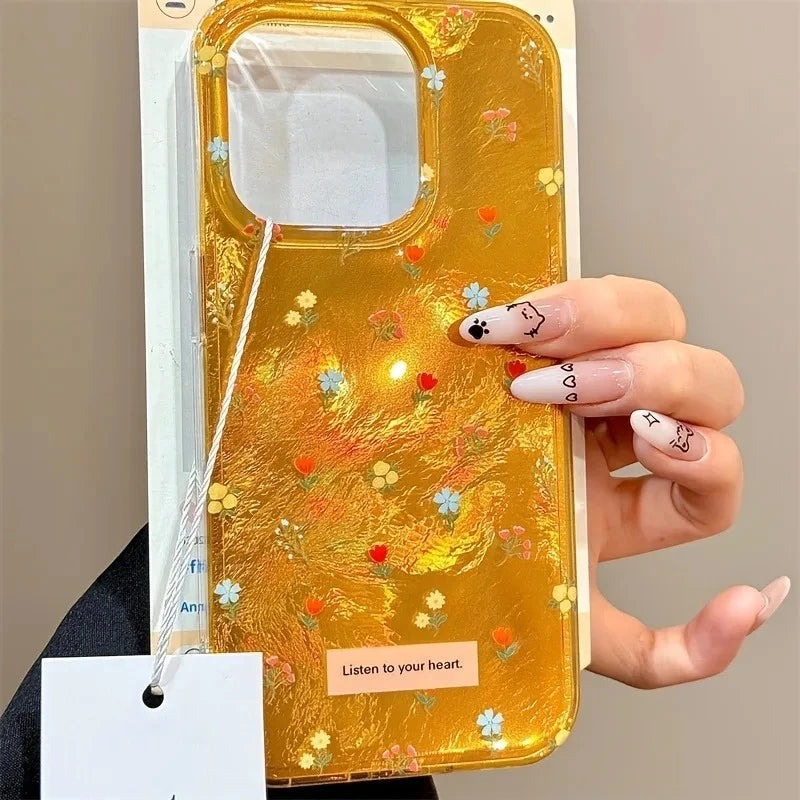 Perforated Vortex Shell IMD Retro Small Flower Case For iPhone 17 Air 16 15 14 Shockproof Cover