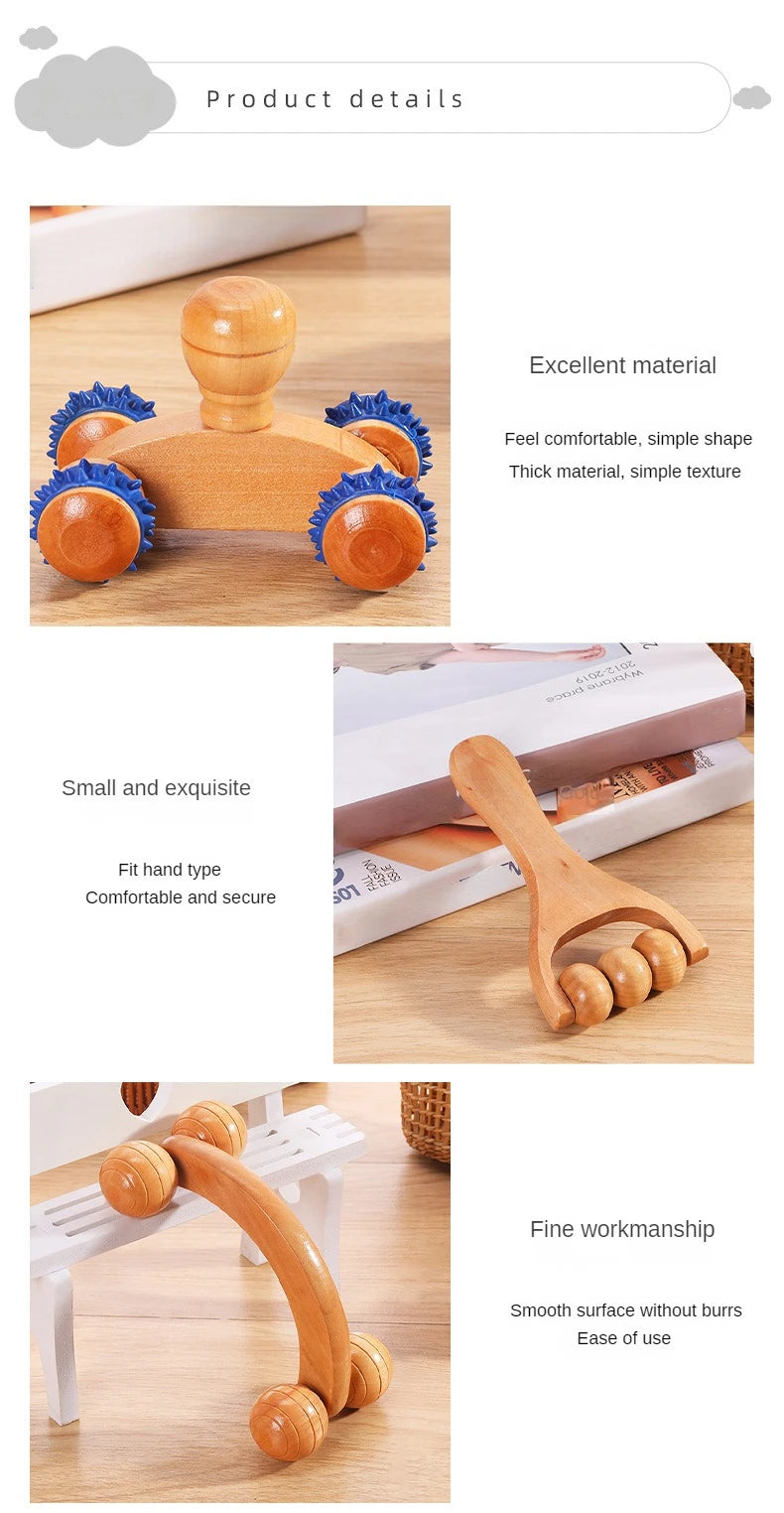 Wooden Massage Roller Therapy Body Massager Foot Face Shoulder Neck Hand Push Roller Massager Body Soothing Massage Tool