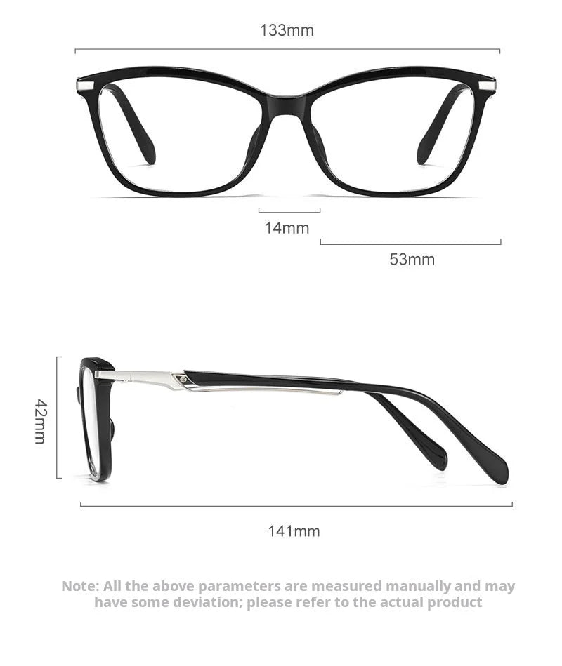 Retro Square Cat Eye Lightweight TR90 Eyeglasses Frames for Women