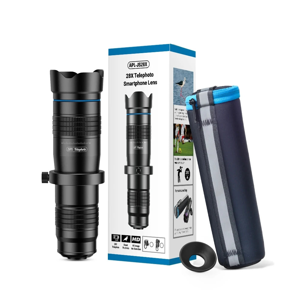 28X Portable Mobile Phone Telephoto Monocular Lens with Universal Clip