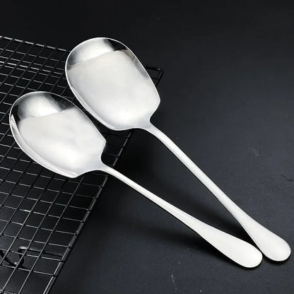 Large Stainless Steel Soup Spoon Long Handle Spoons Flatware Home Public Scoops Tablespoons Kitchen Tableware Cooking Utensils