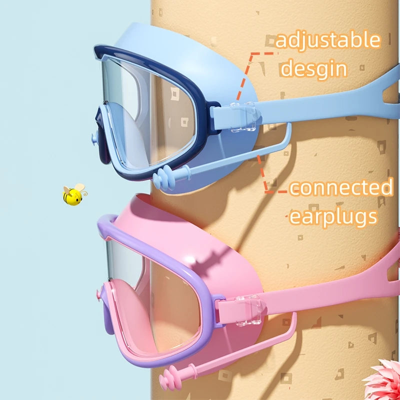 Swimming Goggles Big Frame HD View Anti-fog Waterproof 's Swim Goggles Boys and Girls Multi-color to Choose