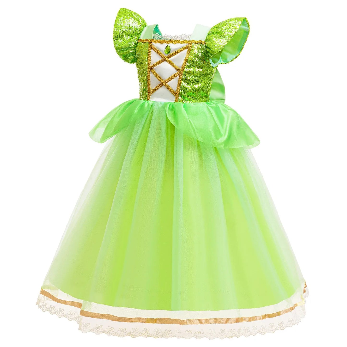Fairy Green Sparkle Tulle Princess Dress with Bow
