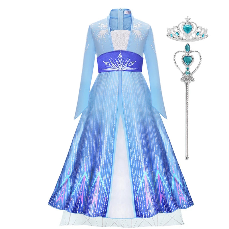 Disney Frozen Girls Dress Elsa 2  Children Christmas Party Princess Costume Kids Snow Queen Performance Elegant Dress Vestidos