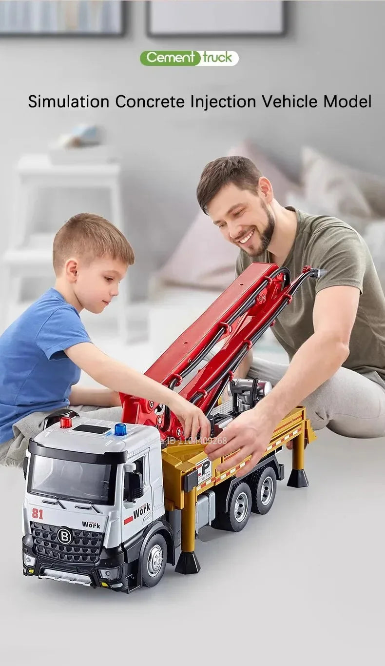 1:24 Scale Watering Cement Dump Trucks Model Garbage Truck Toy Car Sound Light Doors Opened Engineering Vehicles  Gifts